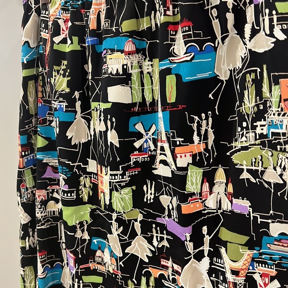 Intriguing Threads: Travel Patterned Skirt w/ Ruffle - Picture 2 of 4